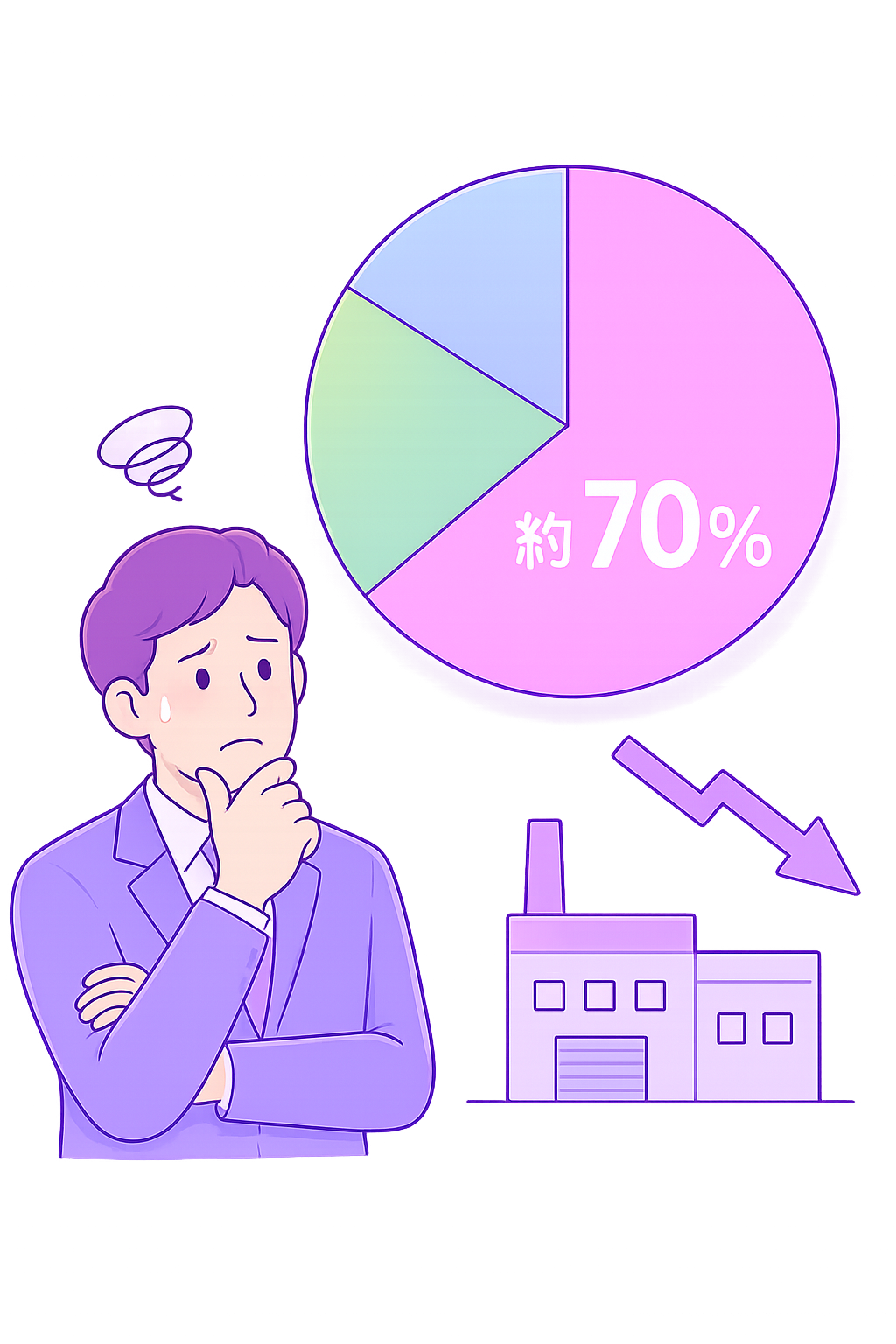 倒産理由の約70%は販売不振